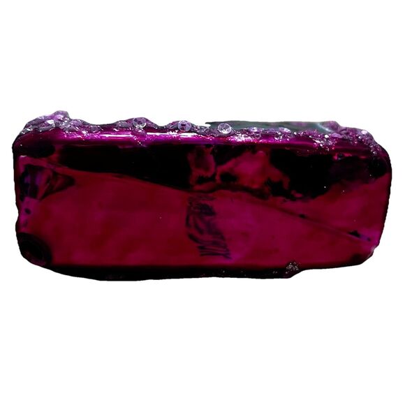 Vintage Hand Blown Glass Purse Ornament Pink Teal Leopard Beaded Handbag Decor - Picture 5 of 5